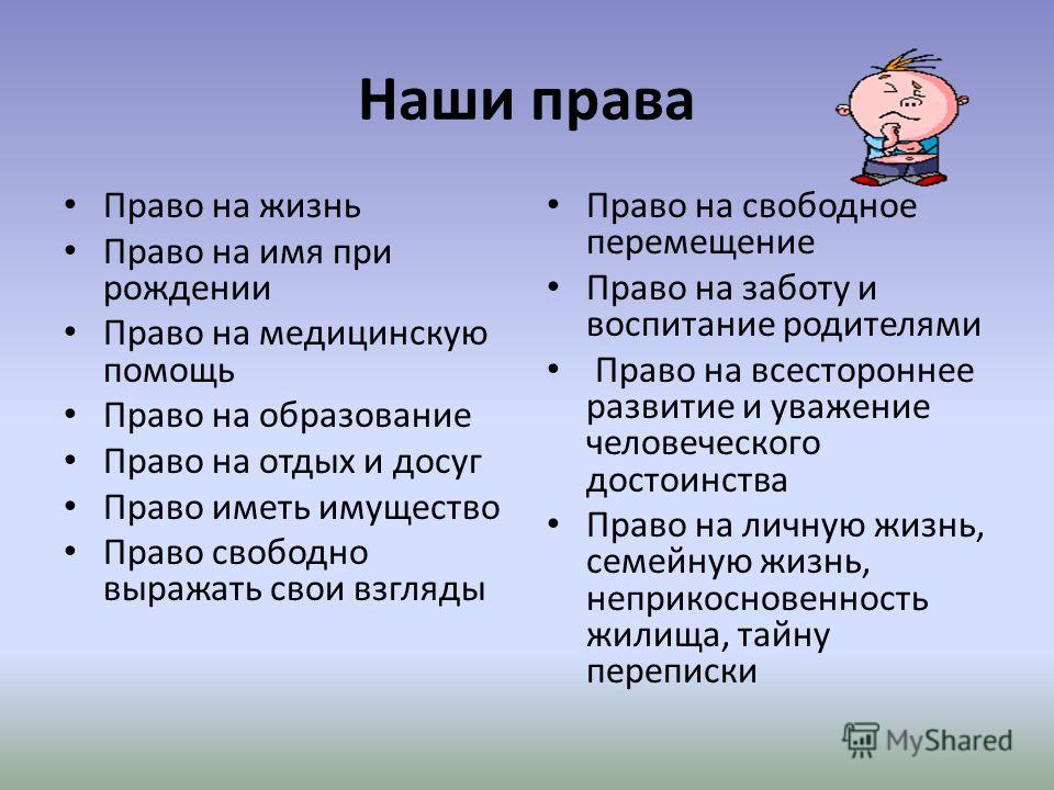 Права и обязанности ребенка в семье проект